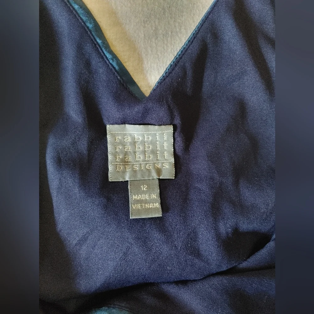 Rabbit Rabbit Rabbit Navy Blue Satin Prom Dress - Picture 3 of 7